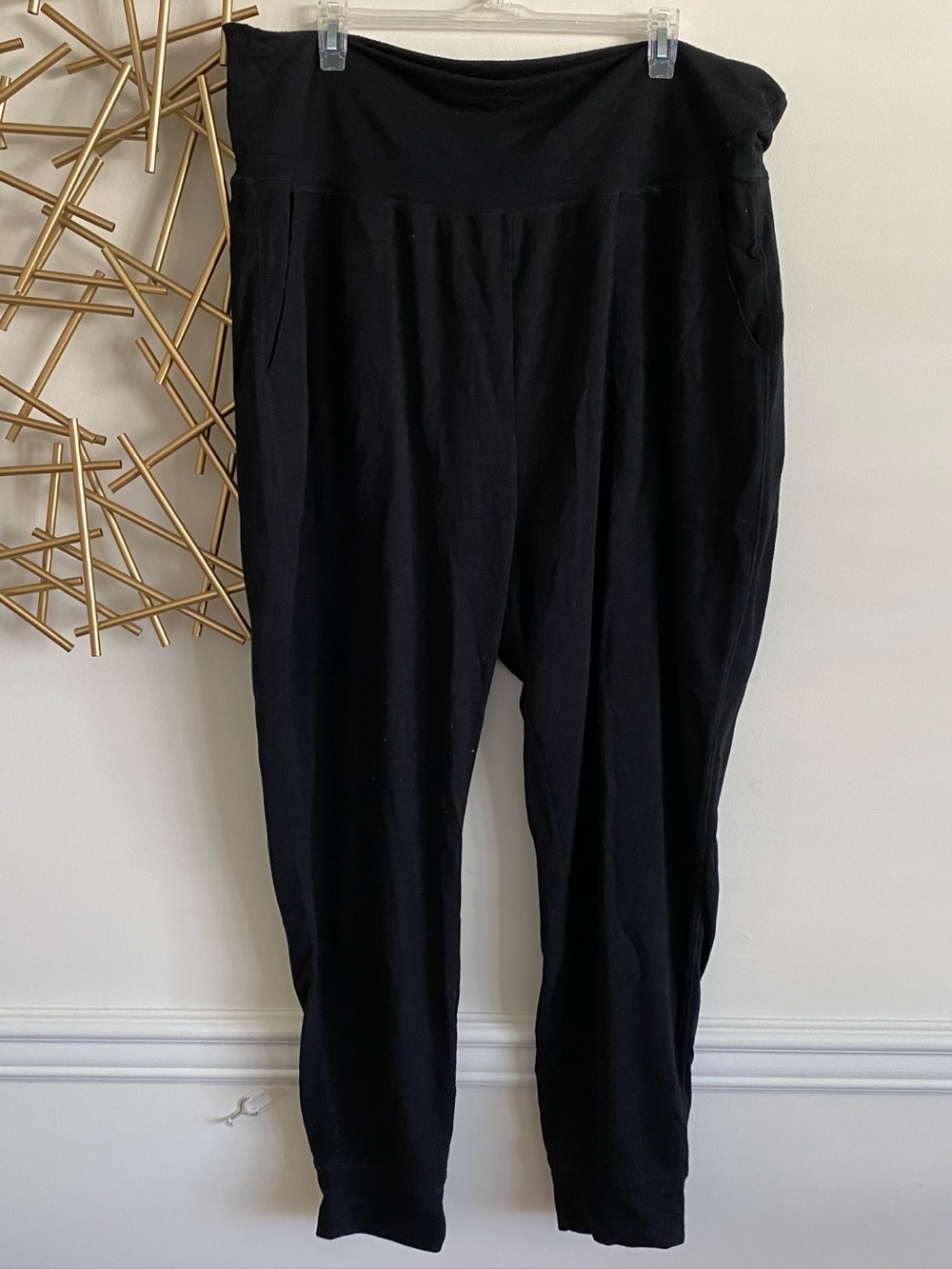 Old Navy Active Black Fold Over and Tie Waistband Lounge Jogger Pants - Size XL